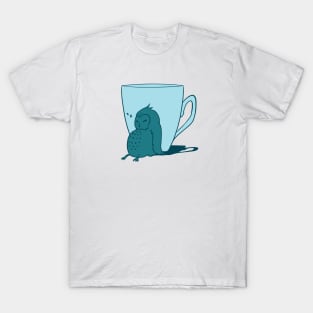 Sleepy Owl and Cup Teal T-Shirt